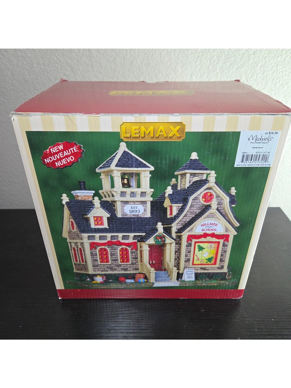Lemax Christmas Village Hillside School Light Up Lighted In Box